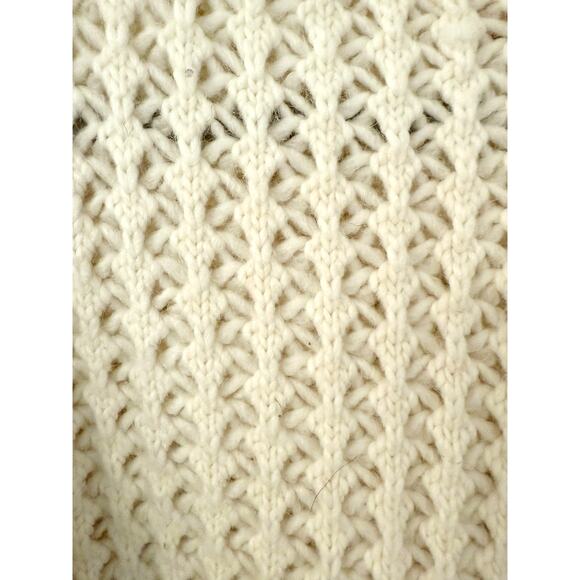 Rebecca Taylor Ivory Open Knit Chunky Sweater Pullover Crew Neck Wool Blend S - Picture 6 of 8